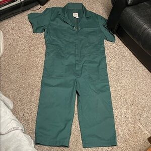 Vintage 70s Green Short-Sleeve workwear style Jumpsuit- cool